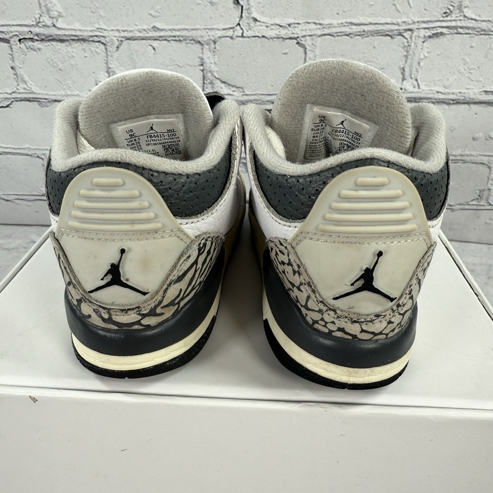Nike Air Jordan 3‎ Retro Toddler Size 9C Hide And Seek Elephant Shoes FB4415-100 - Picture 5 of 12